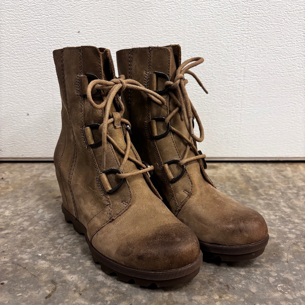 Sorel Light Brown Joan of Arctic Wedge Heeled Boots